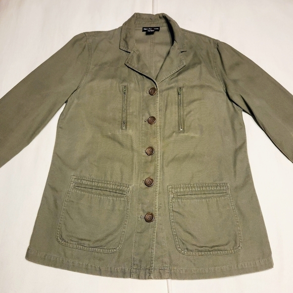 Style & Co Cotton Utility Jacket Khaki Green Size 6 - Picture 8 of 11